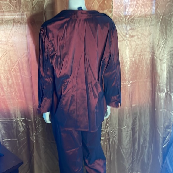 Venezia Jeans Company Vintage 2pc Burgundy Metallic Pants Suit Size 14/16 - Picture 4 of 6